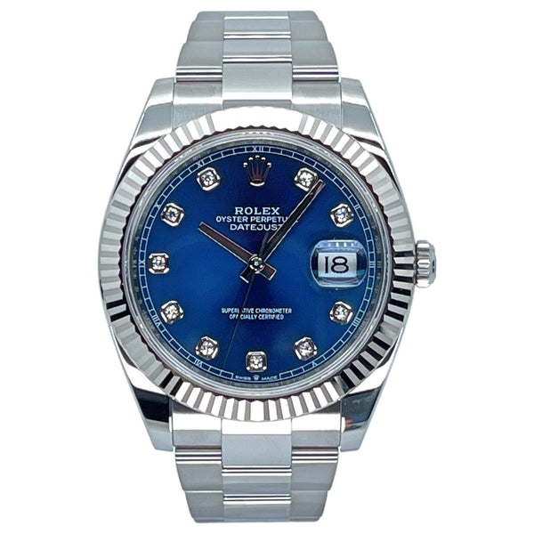 Rolex Datejust 41 41mm 126334-0015 Bright Blue Dial with Diamonds (Oyster Bracelet)