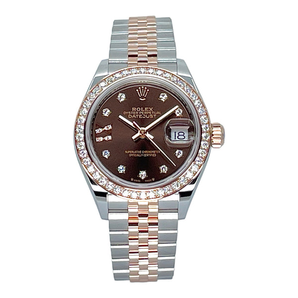 2023 Rolex Lady-Datejust 28mm 279381RBR-0003 Chocolate Dial with IX Diamonds (Jubilee Bracelet)