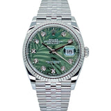 Rolex Datejust 36 36mm 126234-0055 Olive Green Palm Motif Dial with Diamonds (Jubilee Bracelet)