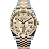 Rolex Datejust 36 36mm 126233-0045 Golden Fluted Motif Dial with Diamonds (Jubilee Bracelet)