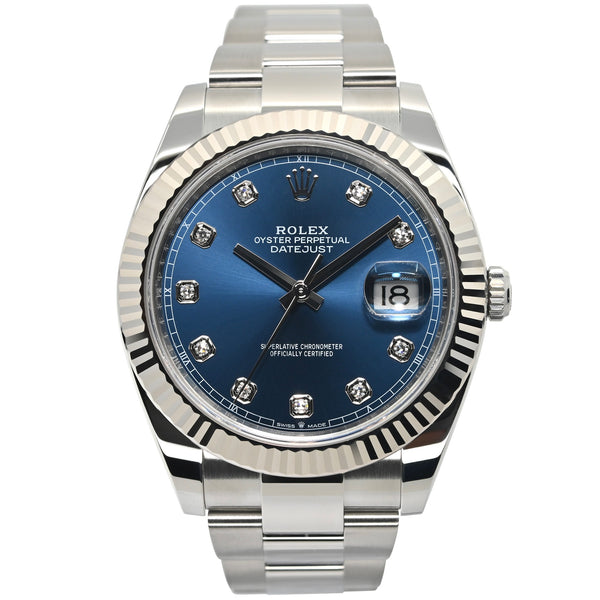 Rolex Datejust 41 41mm 126334-0015 Bright Blue Dial with Diamonds (Oyster Bracelet)